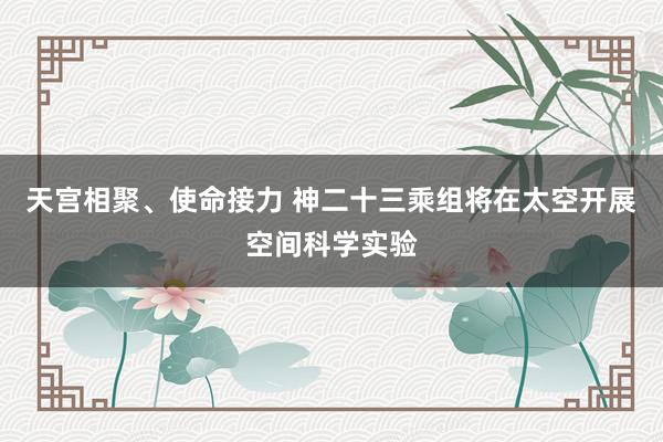 天宫相聚、使命接力 神二十三乘组将在太空开展空间科学实验