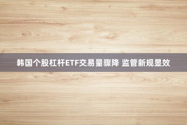 韩国个股杠杆ETF交易量骤降 监管新规显效