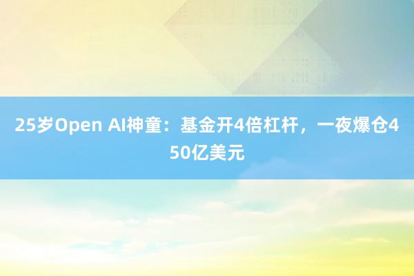 25岁Open AI神童：基金开4倍杠杆，一夜爆仓450亿美元