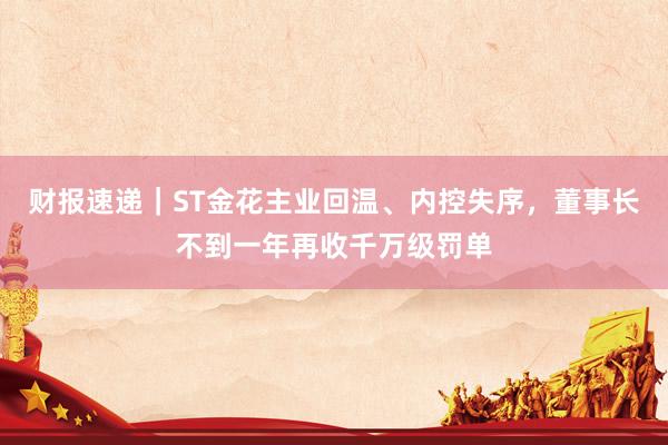 财报速递｜ST金花主业回温、内控失序，董事长不到一年再收千万级罚单