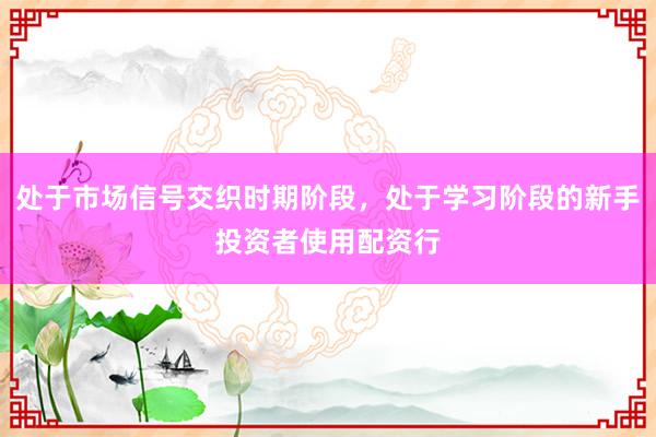 处于市场信号交织时期阶段，处于学习阶段的新手投资者使用配资行