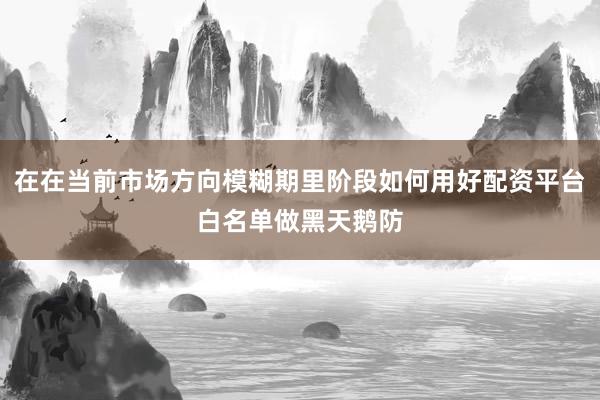 在在当前市场方向模糊期里阶段如何用好配资平台白名单做黑天鹅防