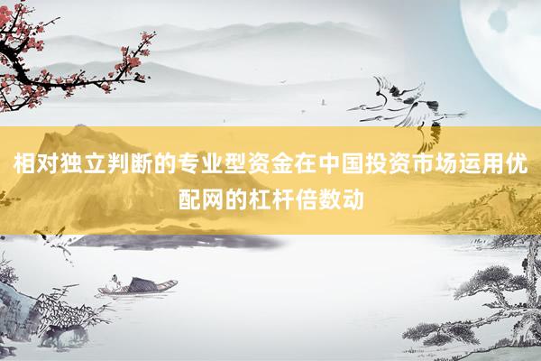 相对独立判断的专业型资金在中国投资市场运用优配网的杠杆倍数动