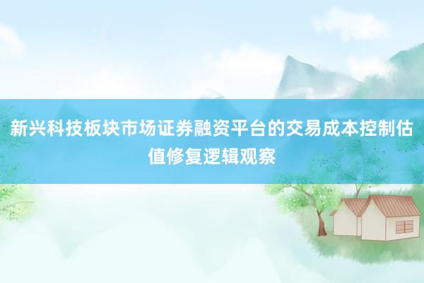 新兴科技板块市场证券融资平台的交易成本控制估值修复逻辑观察