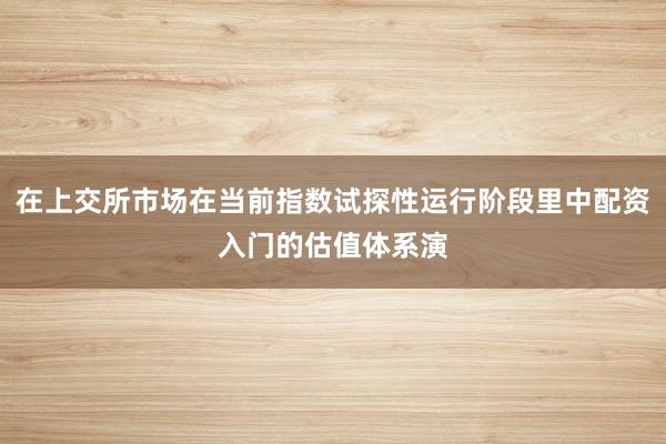在上交所市场在当前指数试探性运行阶段里中配资入门的估值体系演