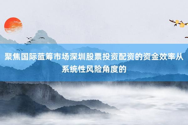 聚焦国际蓝筹市场深圳股票投资配资的资金效率从系统性风险角度的