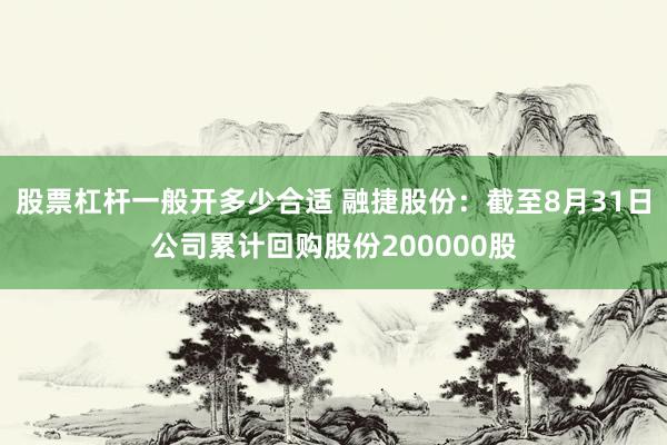 股票杠杆一般开多少合适 融捷股份：截至8月31日公司累计回购股份200000股