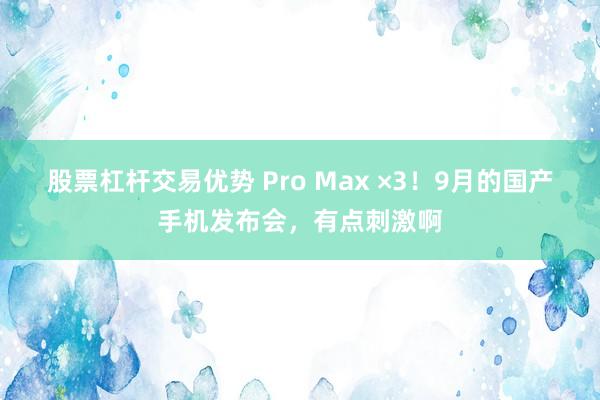 股票杠杆交易优势 Pro Max ×3！9月的国产手机发布会，有点刺激啊