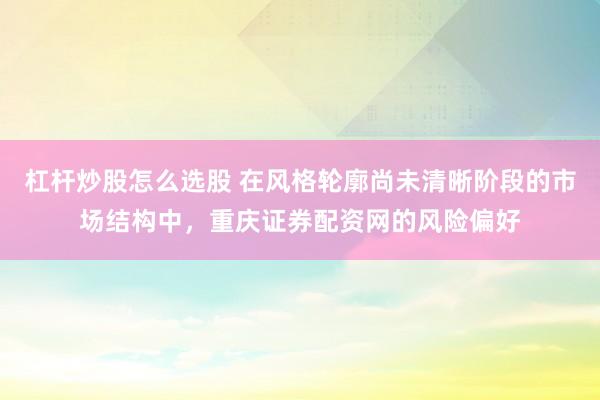 杠杆炒股怎么选股 在风格轮廓尚未清晰阶段的市场结构中，重庆证券配资网的风险偏好