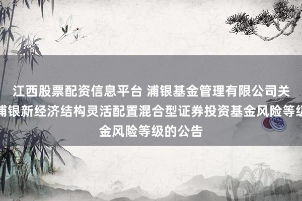 江西股票配资信息平台 浦银基金管理有限公司关于调整浦银新经济结构灵活配置混合型证券投资基金风险等级的公告