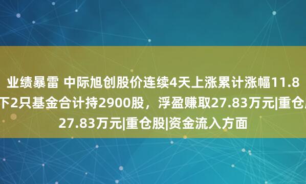 业绩暴雷 中际旭创股价连续4天上涨累计涨幅11.8%，蜂巢基金旗下2只基金合计持2900股，浮盈赚取27.83万元|重仓股|资金流入方面