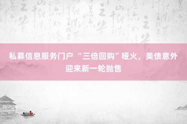私募信息服务门户 “三倍回购”哑火，美债意外迎来新一轮抛售