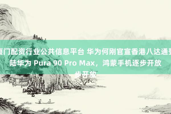 厦门配资行业公共信息平台 华为何刚官宣香港八达通登陆华为 Pura 90 Pro Max，鸿蒙手机逐步开放