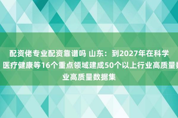 配资佬专业配资靠谱吗 山东：到2027年在科学研究、医疗健康等16个重点领域建成50个以上行业高质量数据集