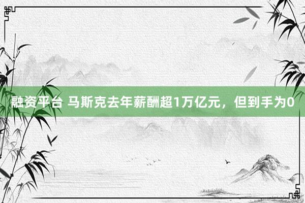 融资平台 马斯克去年薪酬超1万亿元，但到手为0