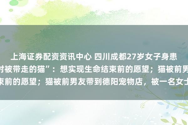 上海证券配资资讯中心 四川成都27岁女子身患重病，发帖“寻找分手时被带走的猫”：想实现生命结束前的愿望；猫被前男友带到德阳宠物店，被一名女士领养