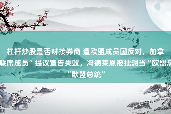 杠杆炒股是否对接券商 遭欧盟成员国反对，加拿大“联席成员”提议宣告失败，冯德莱恩被批想当“欧盟总统”